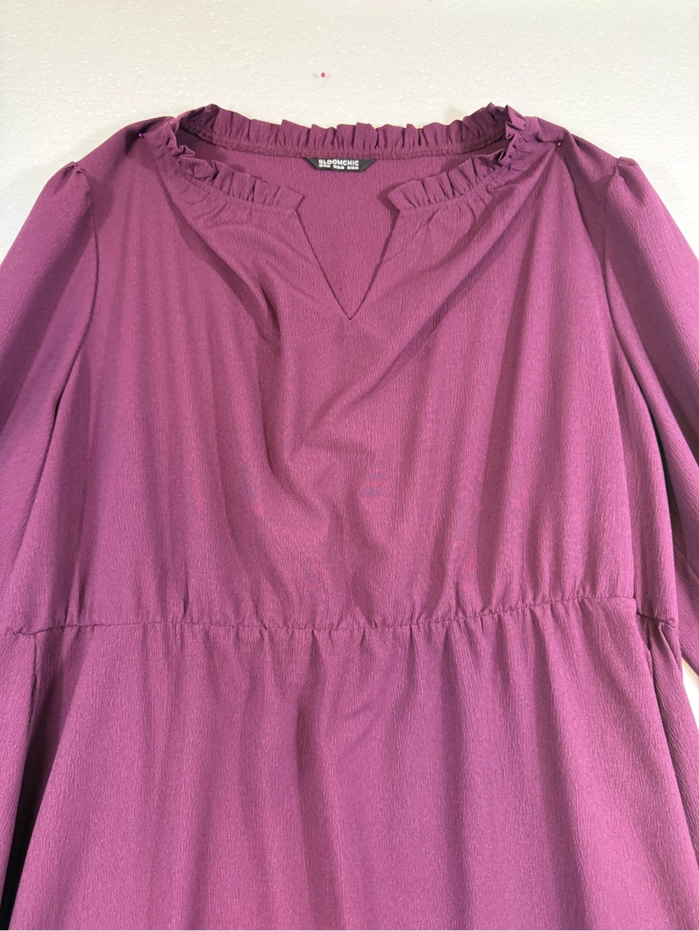 BloomChic Plus-Size Long Sleeve Purple Tiered Midi Dress long sleeve - Picture 5 of 9